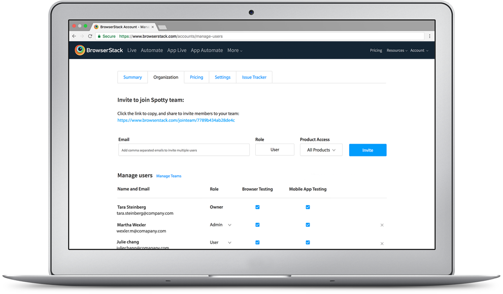 Team management features